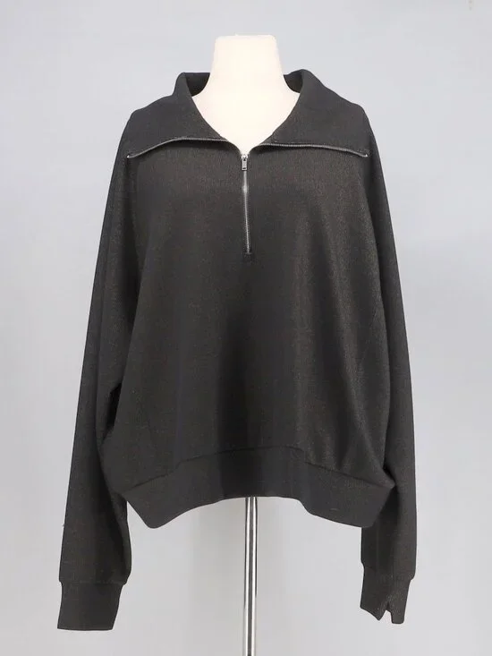 SPANX AirEssentials Half Zip Oversized Fit Top in Very Black Size 3X - Picture 3 of 8